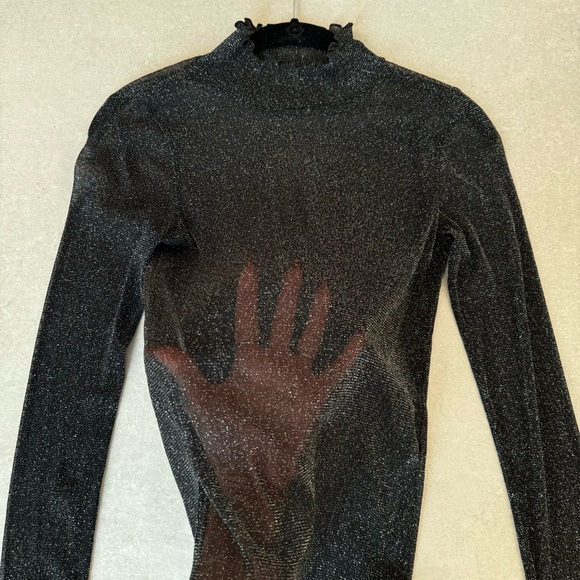 MADISON & BERKELEY SHEER SPARKLY LONG SLEEVE TOP - Picture 4 of 7